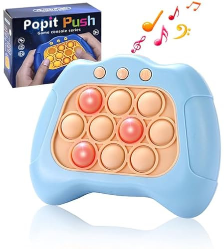 Schnelle Push Blasen Spielkonsole|Button Puzzle Pop Light up Spiel|Dekompression Breakthrough Puzzle Game Machine|Sensorische Zappelspielzeug für Autismus,Hand Eye Koordinierungsspiel (hellblau)
