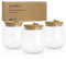 GLIBBUL Glass Jars with Bamboo Lids Food Storage Containers 3 Pack for Tea Coffee Sugar Cookie Pasta Salad Spaghetti Spice Meal Prep for Kitchen Pantry Organization (Circular)