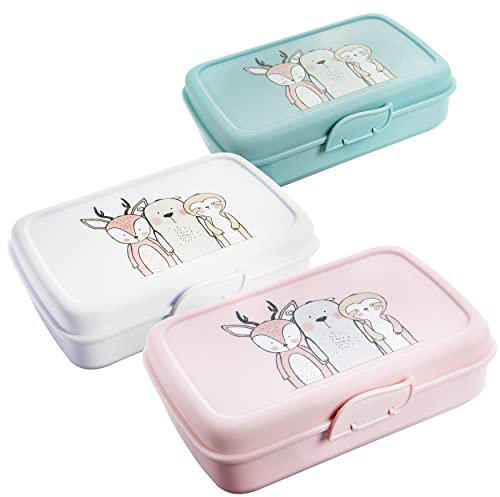 Brotdose Kinder mit Fächern 3friends, 3er Set Brotdosen Lunchbox Kinder mit Trennfächern und Clickverschluss, Brotzeitbox ohne BPA+Weichmacher, 100% Recyclebar Frühstücksbox Lunchboxen, Model Anna