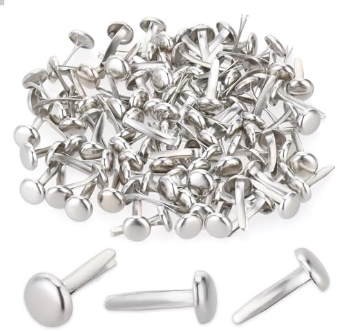 100 Stück Mini Brads Musterbeutelklammern Rundkopfklammern Musterklammern Metall Rundkopfklammern Scrapbooking Brads Musterklammern Für Schule Büro Papier Briefklammern Basteln Handwerk DIY (silber)