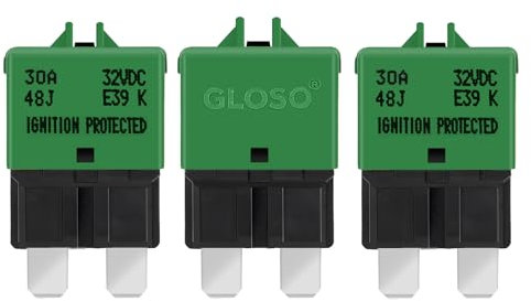 Gloso Disjoncteur Fusibles à lames Réinitialisation manuelle Standard Le bateau Camion Voitures 30 AMP 3 paquets E39