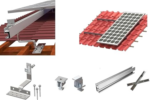 Balkonkraftwerk Ziegeldach Halterung für PV Solarmodul Dachhalterung 1-4 Module erweiterbar (Für 2 Panele)