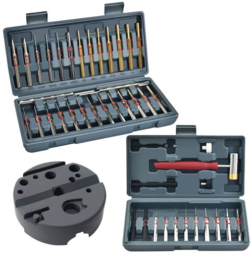W WIREGEAR Splinttreiber-Set, 40-teilig, Stahl und Messing, mechanisches Reparaturwerkzeug mit Hammer, Bankblock