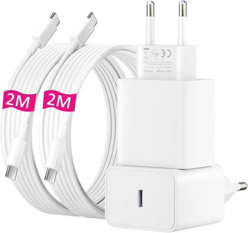 25W USB C Ladegerät, 2 Pack Ladekabel für iPhone 16 15/16 15 Pro/16 15 Pro Max/16 15 Plus, USB C Adapter Schnellladegerät Netzteil Stecker mit 2M Schnellladekabel