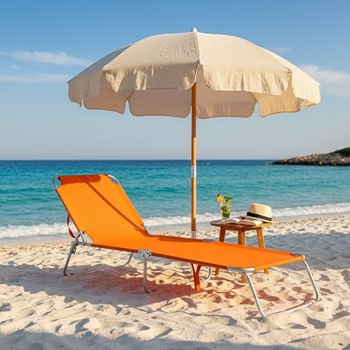 La zappa Rimini Klappbare Sonnenliege für Strand und Balkon (Orange)