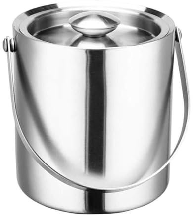 Doppelwandiger isolierter Edelstahl-Eiskübel, doppelschichtig, verdickter Eimer, hochglanzpoliert, Fass, Bierfass-Eimer mit Deckel und Zange