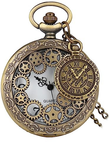 LIFKOME 2stücke Vintage Taschenuhr Mit Römischen Ziffern Klassische Retro-hängenuhr Mechanische Kettenuhr Aus Langlebigem Legierungsmaterial Perfektes Für Männer Und Frauen