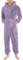DUHENWU Pigiama da uomo, lungo, soffice, in peluche, per adulti, invernale, con cappuccio, chiusura lampo, tinta unita, con tasche, vestibilità rilassata, pigiama, O viola, 5XL