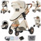 Sianldcone Passeggino 3 in 1 Trio Neonati, Tessuti di Alta Qualità Carrozzina per Neonato, Spinta Bidirezionale Passeggino Reversibile, Visione Aperta Passeggino Trolley (V9 Creamy White)