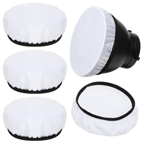4 Stück Fotografie Diffusor Socke 18 cm Universal Diffusor Aufsatz Weiß Weiche Reflektor Licht Socken Diffuser Aufsatz Lampenabdeckung Diffuser Abdeckungstuch für Ringlicht Blitzlicht