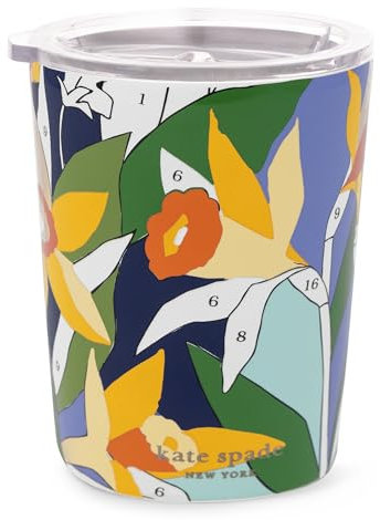 kate spade new york Small Insulated Stainless Steel Tumbler, 12 Ounce Double Wall Travel Coffee Cup with Lid, Paint by Numbers