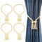 4 Stück Magnetische Vorhang Raffhalter, Gardinenhalter Vorhanghalter, Gardinenraffer aus Holz Boho, Gardinen Raffhalter, Baumwollseil, Raffhalter für Gardinen Home Büro Gardinen Deko (4, Beige)