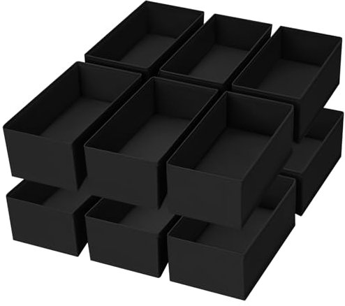 Homsorout Kleiderschrank Organizer Schubladen Organizer - Faltbare Aufbewahrungsbox Stoff Schubladen Ordnungssystem Unterwäsche Organizer für Hosen, Kleidung, Socken, 12 Stück Schwarz