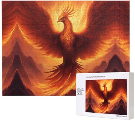 Phayah Beautiful Phoenix Puzzles 500 Pieces for Jigsaw Puzzle Wooden Puzzle for Family Friend Home Decor Wall Art 20.4 X 38.1 cm