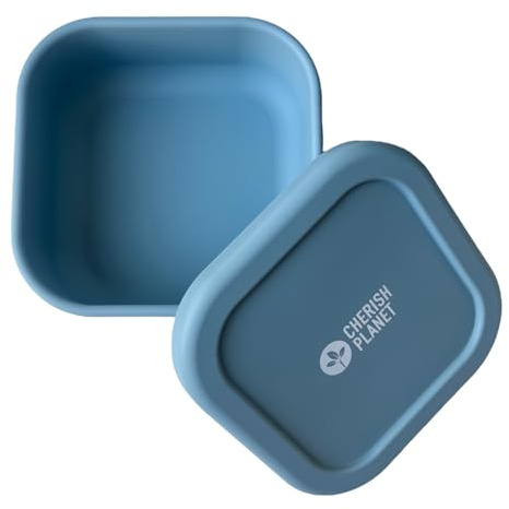 Cherish Planet 630ml Silicone Lunch Box, Reusable Food Container with Lid for Kids & Adults Pink, Blue, Green Option (Blue)