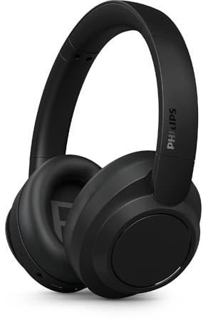 PHILIPS TAH6529BK/00 Cuffie Bluetooth Wireless Over Ear con Cancellazione del Rumore – Qualità di chiamata superiore, fino a 45 ore di riproduzione, adattatore aereo incluso