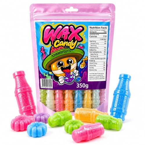 CHAMOYGUYS Fruity Wax Candy Bottles, Halal Sweets, 350g