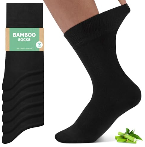 FALARY Femme Chaussettes Bambou Ultra Douces - Premium Chaussettes en Bambou Sans Couture - Viscose de Bambou Respirante pour Quotidien et Bureau - Noir - 35-38 - Lot de 6