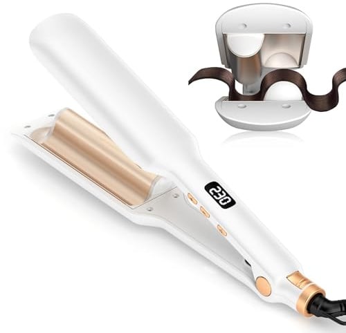 OKWRAP Beach Waves Lockenstab Große Locken Welleneisen 32MM Lockenstab | Hair Curler 32MM Deep Beachwaves Lockengerät Lockenstab Mit Klemme, Lockenwickler Aufheizbar, 12 Stufige Temperaturregelung