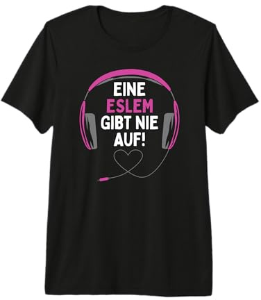 Gaming Kopfhörer Eine Eslem Gibt Nie Auf Personalisiertes Premium T-Shirt