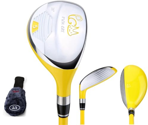 Golf Club Set pour enfants Main droite 3-12 ans, Junior Driver Hybrid avec arbre en carbone et couverture de tête, tête en aluminium durable, cadeau de démarrage idéal pour les garçons filles débutant