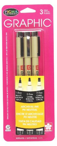 Pigma Micron Graphic 3pk Bk 1,2,3mm