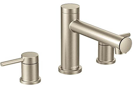 Moen T393BN Align 2-Handle Deck Mount Modern Roman Tub Faucet Trim Kit, Valve Required, Brushed Nickel