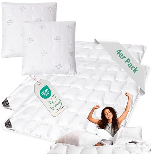 sei Design Bettset Kissen und Decke 135x200 Large SWAN-Set 2 Bettdecken 135x200 + 2 Kopfkissen 80x80 - EIN Gefühl wie Daunen