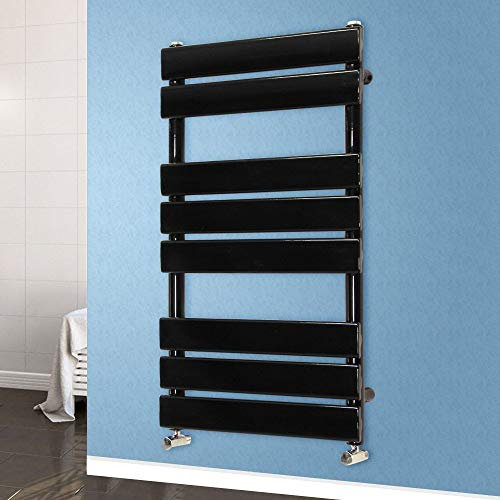 NRG 1200 x 450 mm Designer Flat Panel Heated Towel Rail Radiators Black Bathroom Radiator