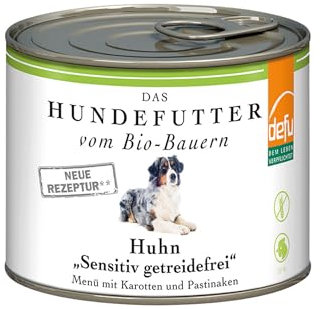 defu Hundefutter | 1 x 200 g | Bio Huhn Sensitiv getreidefrei | Premium Bio Nassfutter Menü | Alleinfuttermittel für Hunde