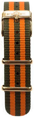 Sailor Classic Damen und Herren Nylonarmband Rope in braun und orange, Schließe rosègold oder Silber, 18 mm Breite (schmal), BSL101-2025-18 | Nicht in 20mm Größe erhältlich!