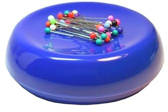 Grabbit Magnetic Sewing Pincushion with 50 Plastic Head Pins – Magnet Pin Organizer for Quilting, Embroidery, Needles, Bobby Pins, & Craft Storage, Blue