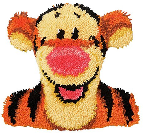 Vervaco Formkissen Tigger Knüpfpackung zum Selbstknüpfen eines Kissens, Stramin, weiß, 39 x 37 x 0,3 cm