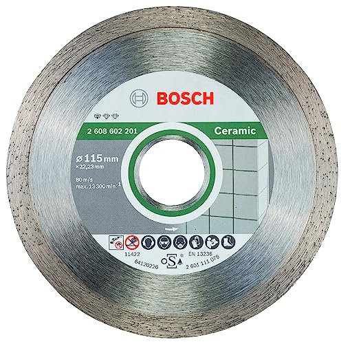 Bosch 10x Diamanttrennscheibe Standard for Ceramic (für Stein, Keramik, Fliesen, Marmor, Ø 115 x 22,23 x 1,6 x 7 mm, Zubehör für Winkelschleifer)