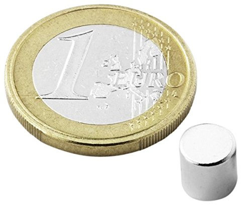 20 x Scheibenmagnet Rundmagnet Ø 6 mm, Höhe 6 mm Neodym (NdFeB) N48 - hält 1,5 kg - Magnetscheiben - starke Magnete für Kühlschrank Magnet Glasboards Magnettafel Pinnwand Whiteboard