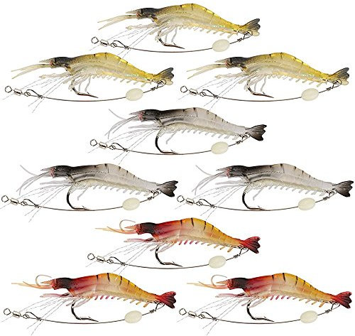 Goture Artificiale Molle del Silicone Bait Luminoso Gambero Colore Misto Spinner Crank-Bait Fishing Lure con Gancio Attrezzatura di Pesca 3.35 0.013lb