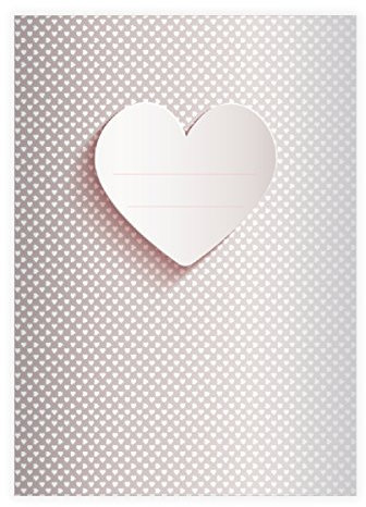 4 Romantische DIN A4 Schulhefte, Rechenhefte mit Herzen, rosabraun Lineatur 23 (Kariertes/rautiertes Heft)