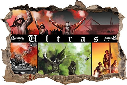 Ultras Pyro Bunte Collage, 3D Wandsticker Format: 92x62cm, Wanddekoration