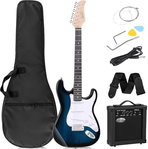 ZENY 39 Full Size Electric Guitar with Amp, Case and Accessories Pack Beginner Starter Package, Blue Ideal Christmas Thanksgiving Holiday Gift