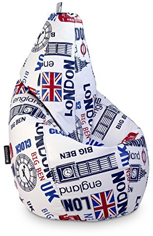 HAPPERS Puff Salón Gigante Estampado London XXL con Relleno Incluido