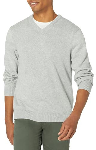 Amazon Essentials Men's V-Neck Pullover Jumper (Available in Big & Tall), Light Grey Heather, XL