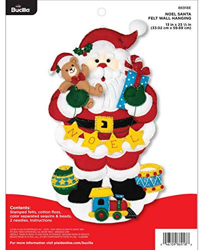 Bucilla 86918E Noel Santa Felt Wall Hanging Kit Hängedekoration für die Wand, Filz, mehrfarbig, 13X21.5