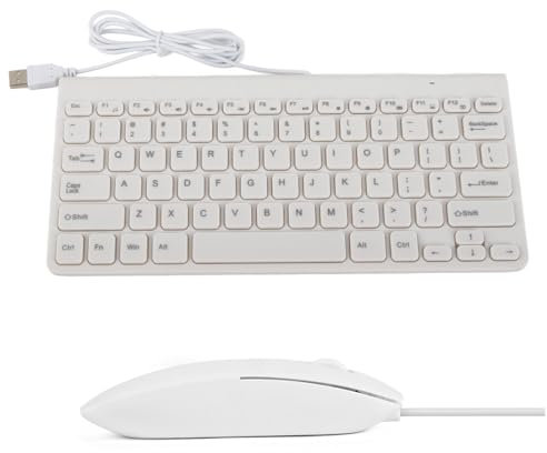 Combo de teclado y ratón con cable, Teclado con cable y reposabrazos ergonómico para juegos y trabajo, Juego combinado de teclado y cable con cable USB de tamaño completo con teclado numérico(blanco)