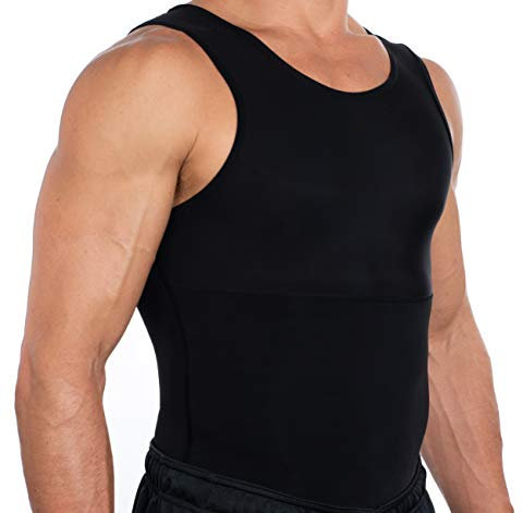 Esteem Apparel Neues Männer Brust Kompression Shirt Abnehmen Body Shaper Unterhemd zu verbergen von Gynäkomastie (schwarz, 3x-large)