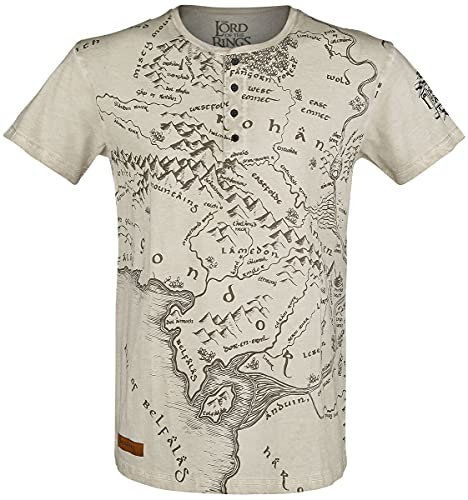 Der Herr der Ringe Mittelerde Männer T-Shirt grau L 100% Baumwolle Fan-Merch, Filme