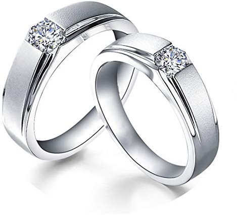 KnSam 18 Karat (750) Weißgold Ringe Matt Ehering Mann EIN Paar Ringe Paarpreis Ringe Set Silber