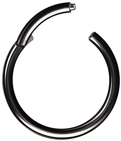 Piersando Titan Piercing Ring für Septum Tragus Helix Ohr Nase Lippe Brust Intim Nasenpiercing Ohrpiercing Lippenpiercing Clicker Scharnier Schwarz 1,2mm x 12mm