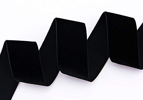3 m x 36 mm Samtband SCHWARZ (725) Dekoband Velour einseitig Samt festkantig Velvet Ribbon zum nähen dekorieren