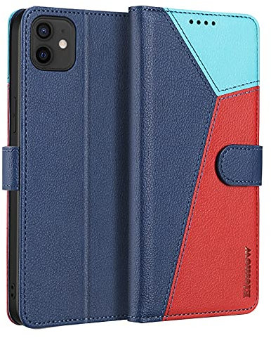 ELESNOW Cover iPhone 12 mini - 5.4, Custodia in Pelle Magnetica Libro Flip Caso portafoglio per Apple iPhone 12 mini (Blu)