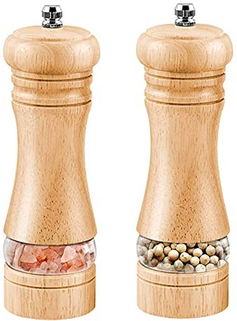 Salz und Pfeffermühle, pfeffermühle Manuelle Salzmühle Holz Gewürzmühle Keramikmahlwerk 2er-Set, Pfefferstreuer Auch als Kã¼che Aufbewahrung & Prganisation 16.7 cm